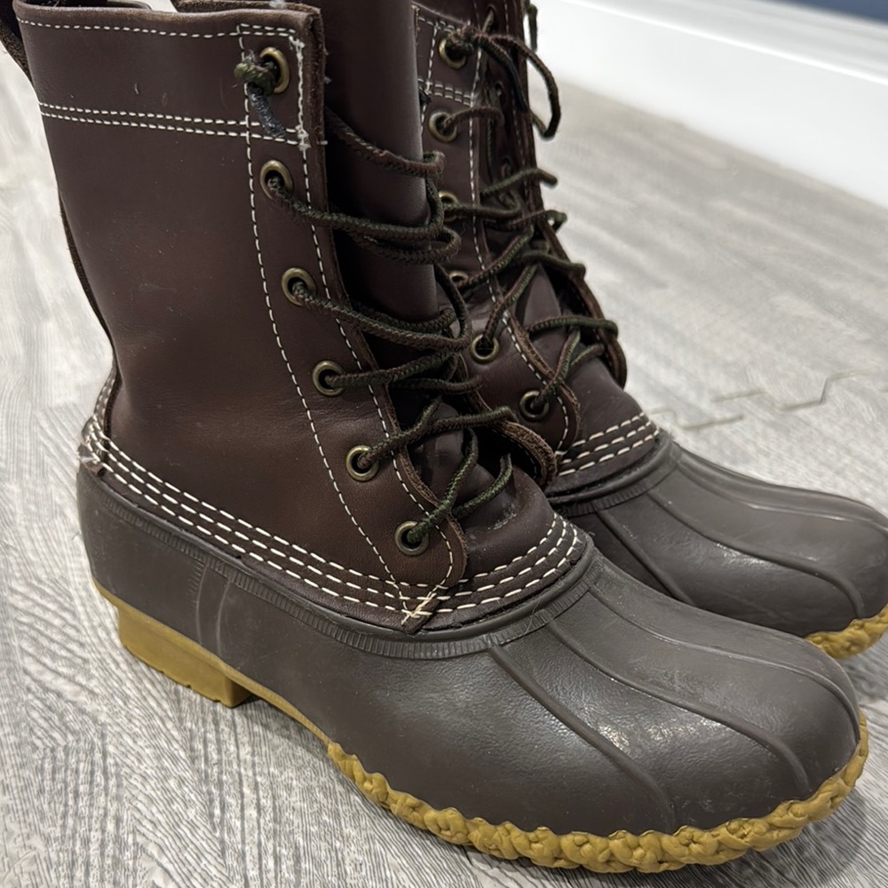 L.L. Bean Dark Brown and Tan Bean Boots